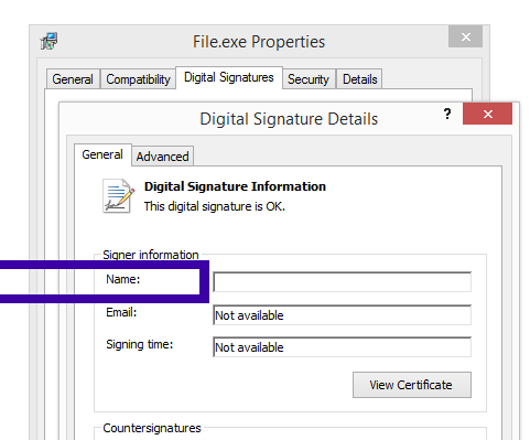 Screenshot of the SIA AVB Disc Soft certificate